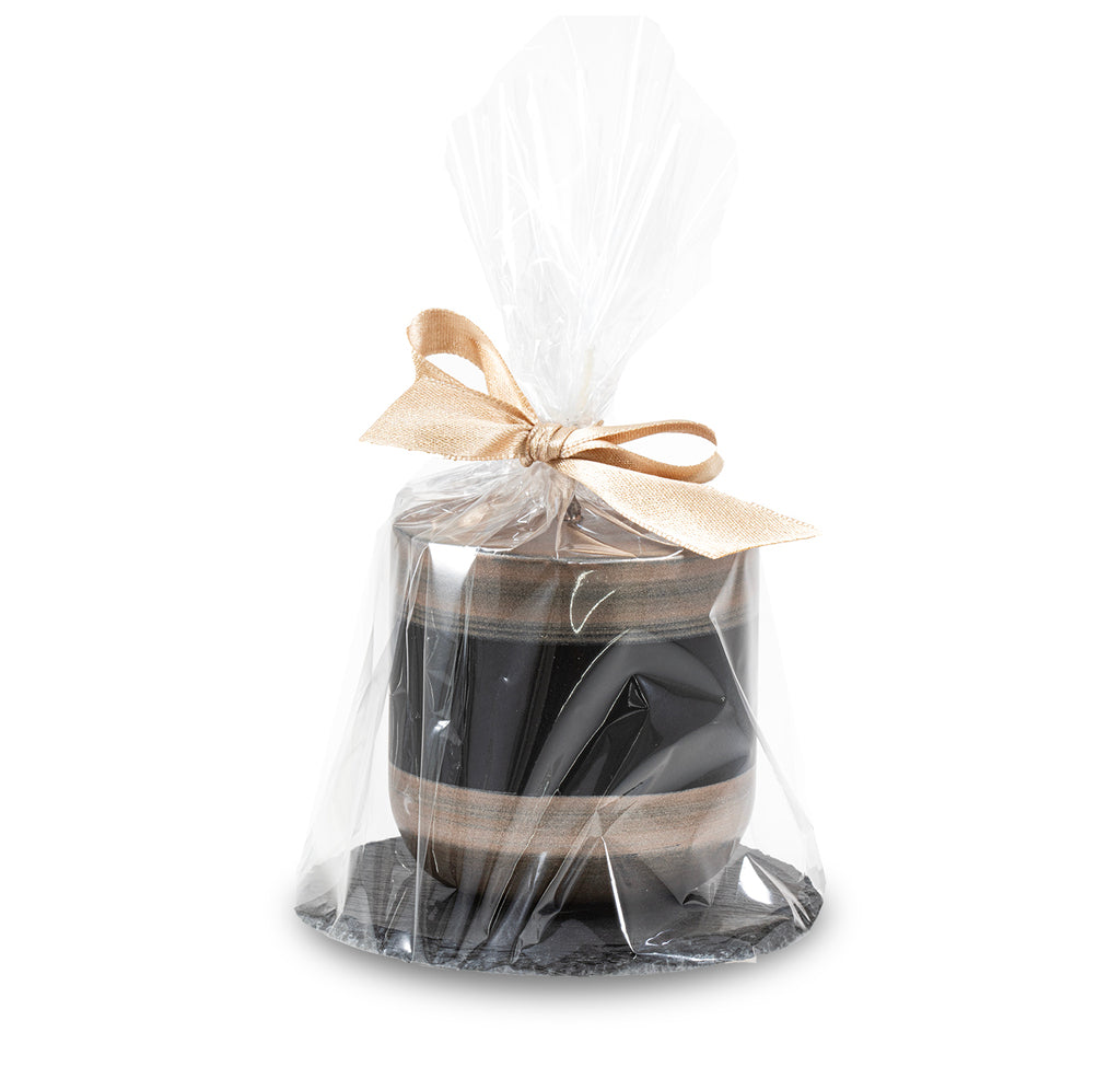 UNIPAR - Елегантна подаръчна свещ с поставка - матово черно и бронз