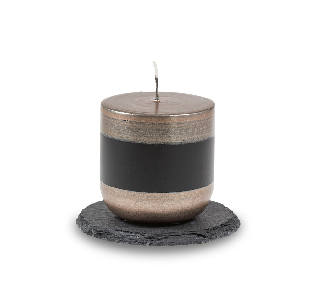 UNIPAR - Елегантна подаръчна свещ с поставка - матово черно и бронз