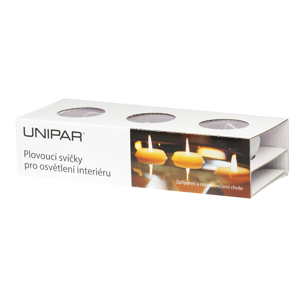 UNIPAR - Сет три броя плаващи свещи - бели